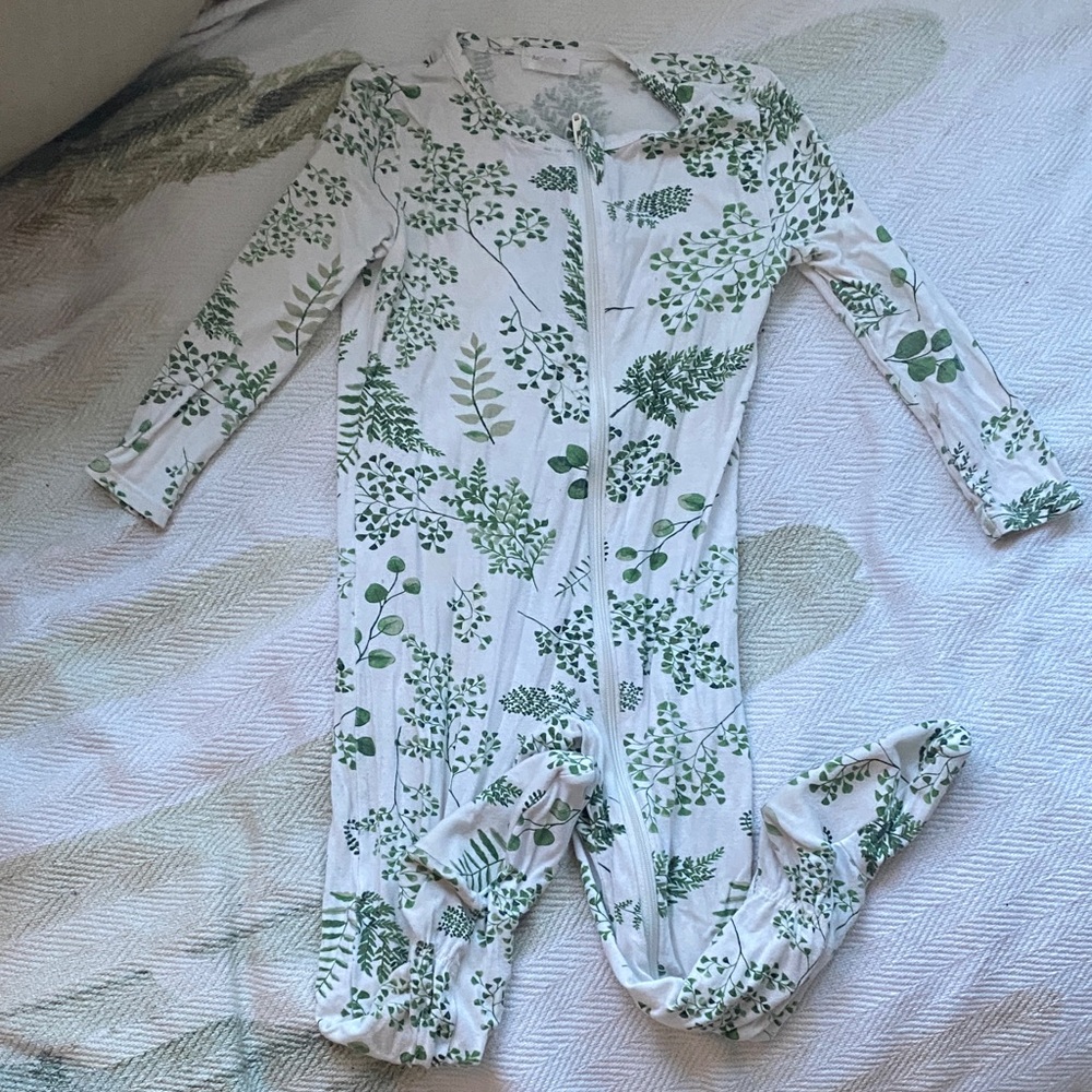Angel Dear Bamboo Botanical Print toddler Footie Pajamas